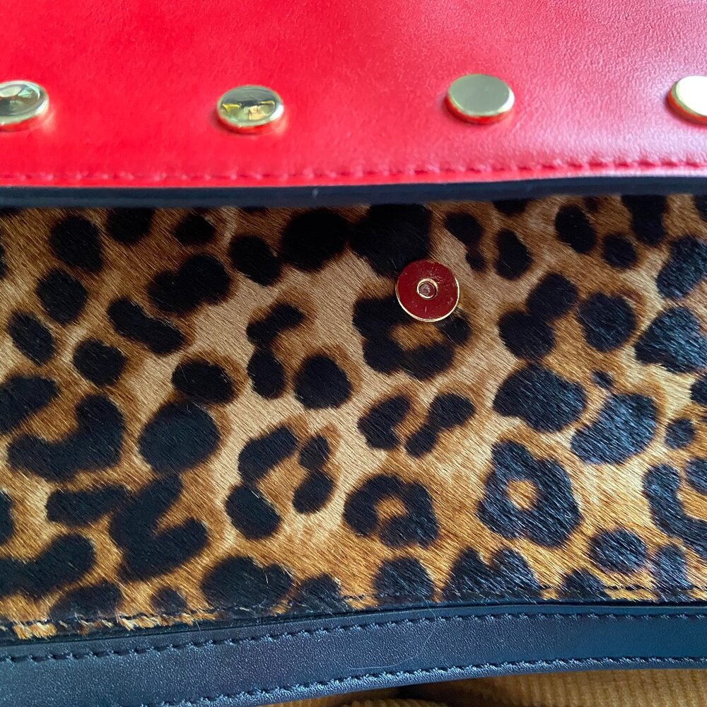 Milly Leopard, Red, and Black Leather Purse - Picture 2 of 10